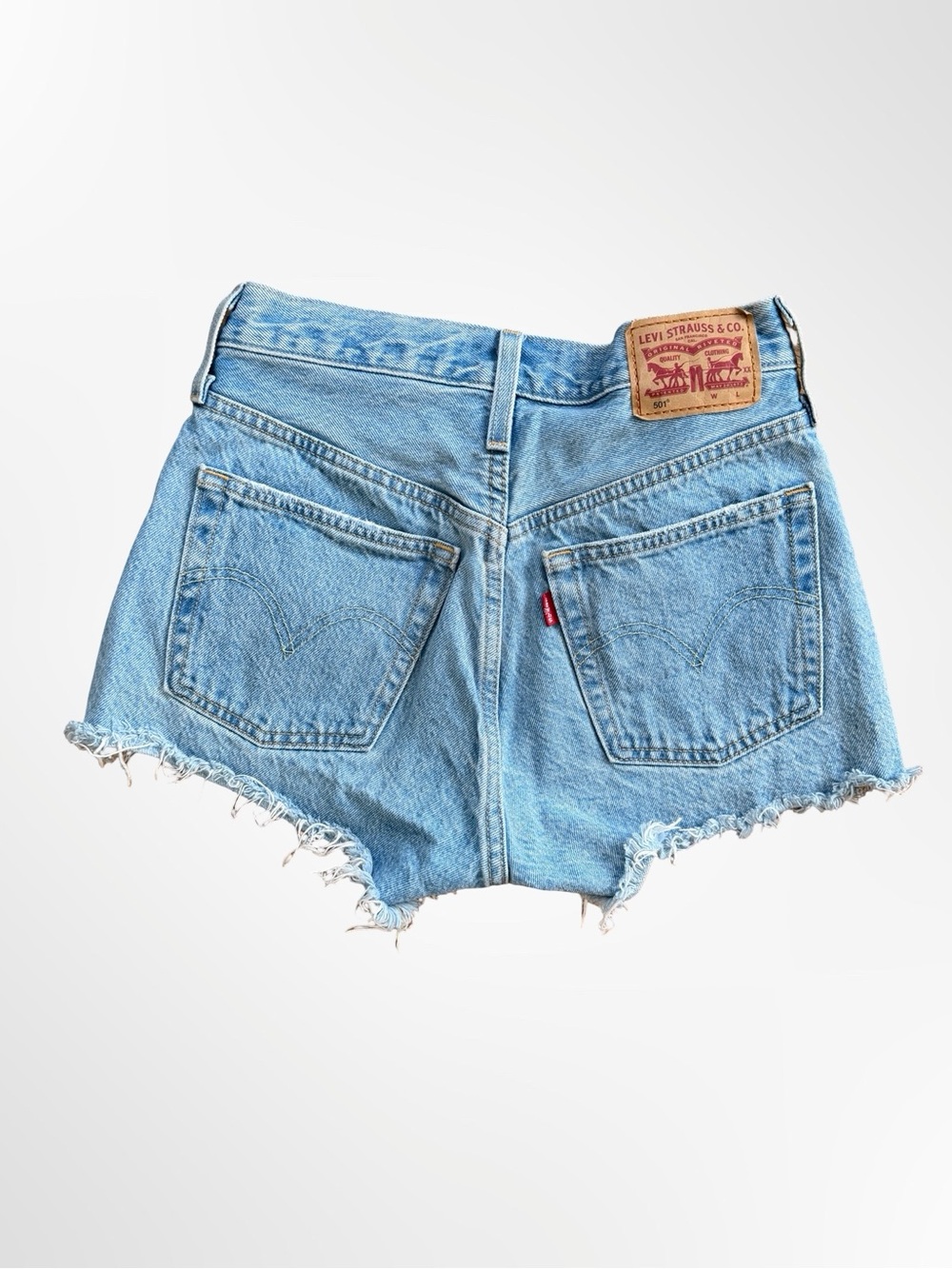 Levi's 501’s Light Blue Denim Frayed Hem Women's Cutoff Shorts
